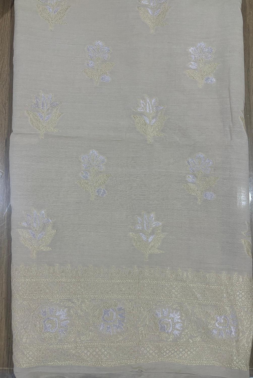 Dyeable Banarasi Pure Moonga Silk Handloom Sona Roopa Two Piece Unstitched Suit Set - Luxurion World