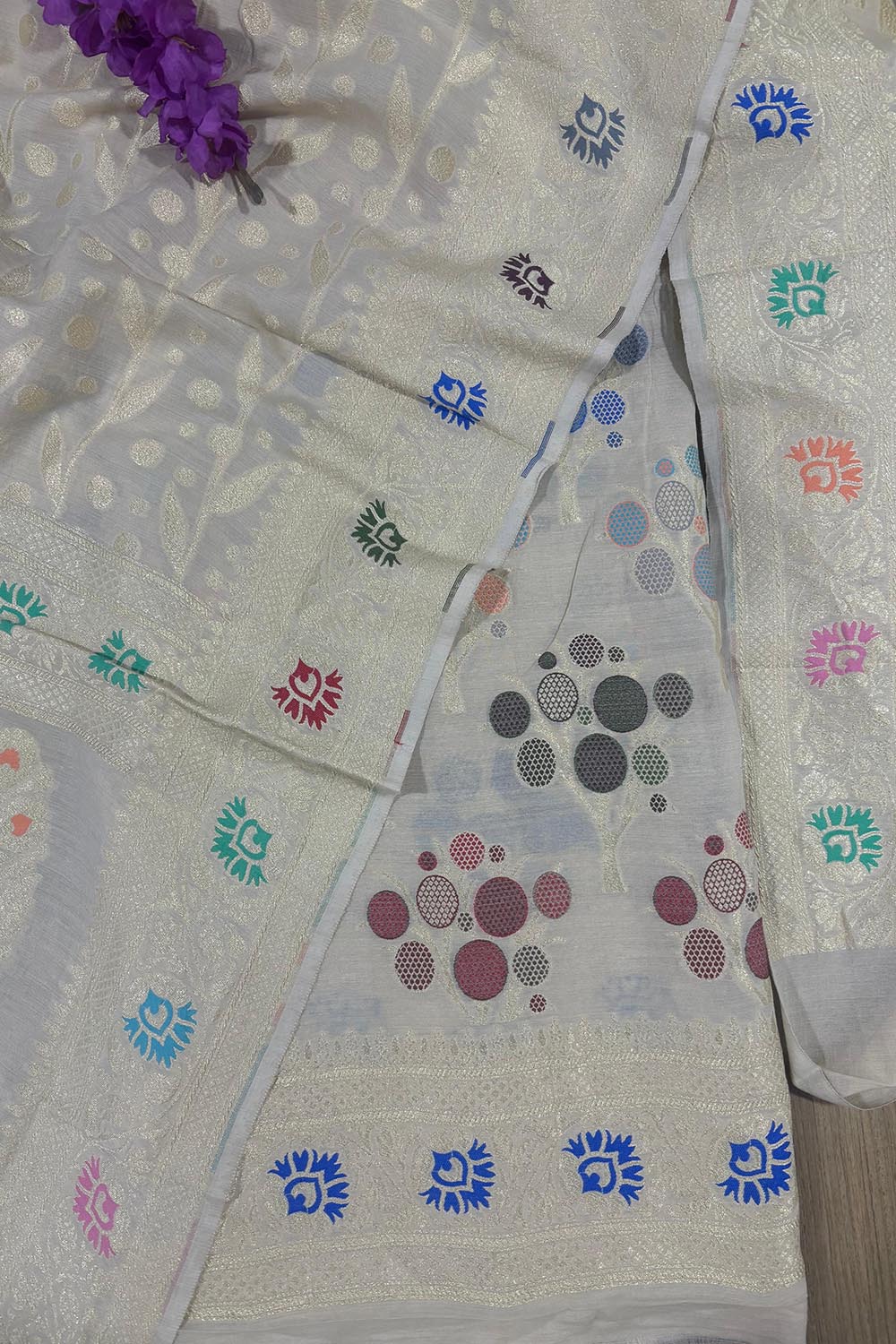 Dyeable Banarasi Pure Moonga Silk Handloom Meenakari Two Piece Unstitched Suit Set - Luxurion World
