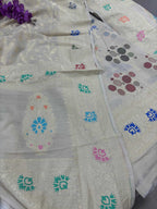 Dyeable Banarasi Pure Moonga Silk Handloom Meenakari Two Piece Unstitched Suit Set - Luxurion World