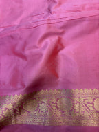 Pink Pure Katan Silk Banarasi Handloom Three Piece Unstitched Suit Set