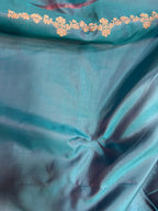 Blue Pure Katan Silk Banarasi Handloom Three Piece Unstitched Suit Set