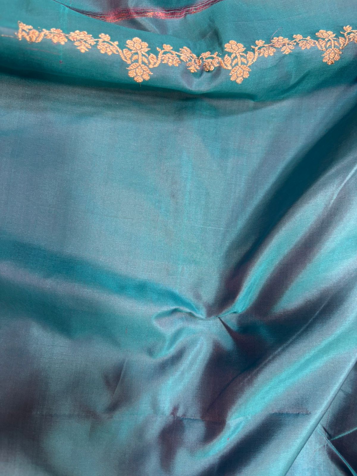 Blue Pure Katan Silk Banarasi Handloom Three Piece Unstitched Suit Set