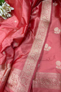 Pink Pure Katan Silk Banarasi Handloom Three Piece Unstitched Suit Set