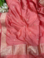 Pink Pure Katan Silk Banarasi Handloom Three Piece Unstitched Suit Set