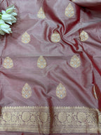 Pink Pure Katan Silk Banarasi Handloom Three Piece Unstitched Suit Set