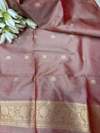 Pink Pure Katan Silk Banarasi Handloom Three Piece Unstitched Suit Set