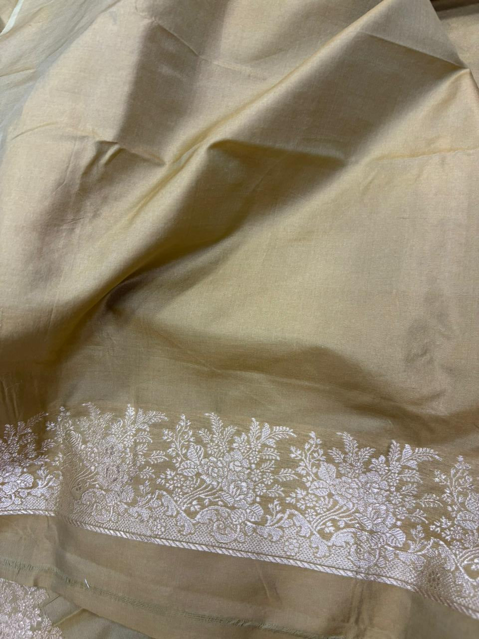 Green Pure Katan Silk Banarasi Handloom Three Piece Unstitched Suit Set