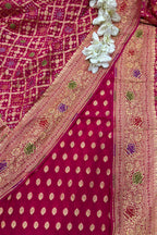 Pink Bandhani Pure Georgette Unstitched Three Piece Suit Set - Luxurion World
