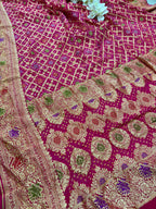 Pink Bandhani Pure Georgette Unstitched Three Piece Suit Set - Luxurion World
