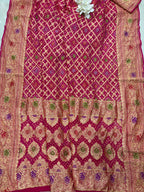 Pink Bandhani Pure Georgette Unstitched Three Piece Suit Set - Luxurion World