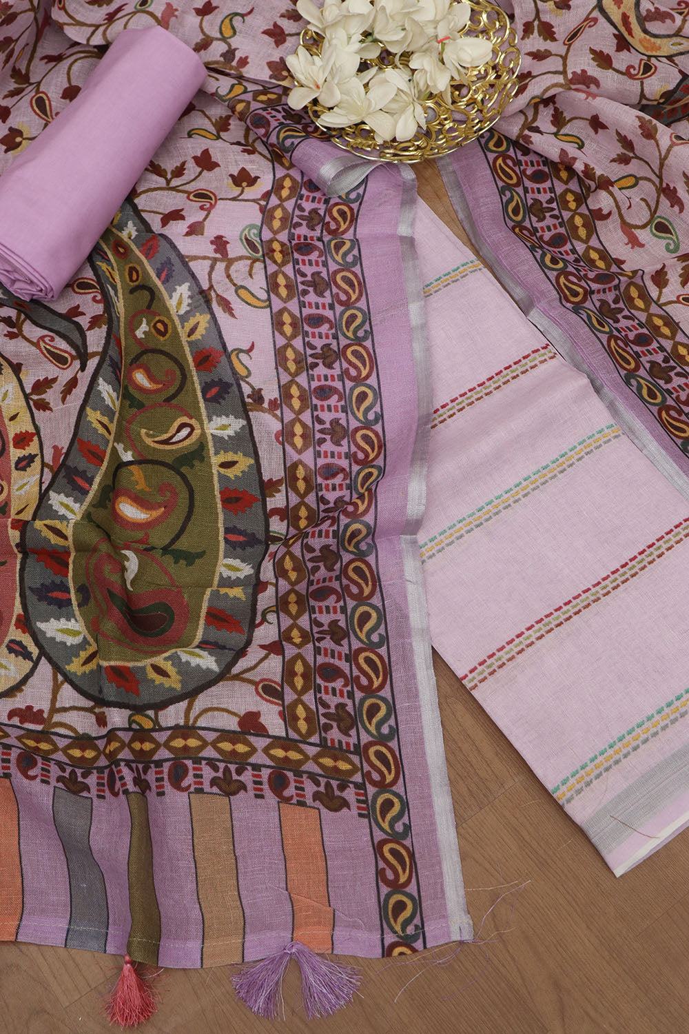 Stylish Purple Linen Suit Set with Digital Print - Luxurion World