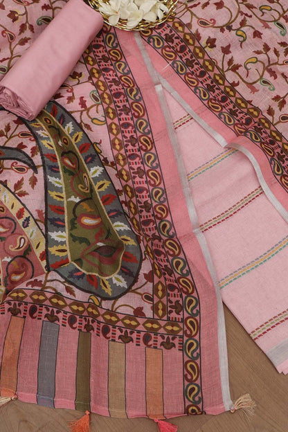 Chic Pink Linen Digital Printed Three Piece Suit Set - Luxurion World