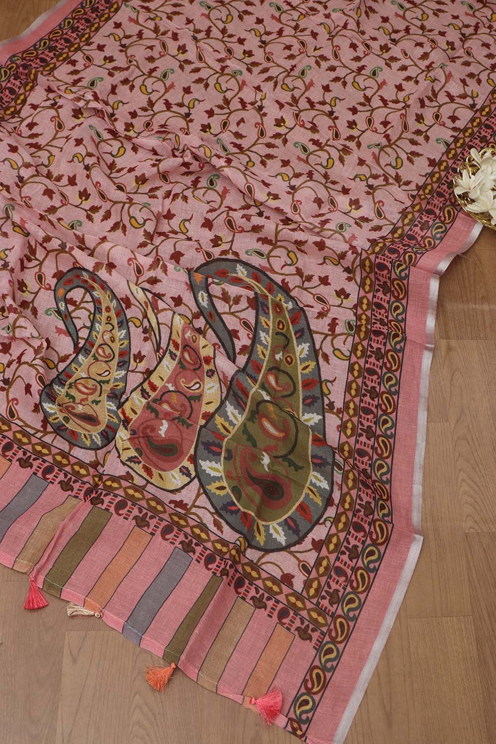 Chic Pink Linen Digital Printed Three Piece Suit Set - Luxurion World