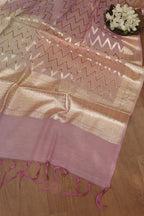 Elegant Purple Banarasi Chanderi Silk Three Piece Unstitched Suit Set - Luxurion World