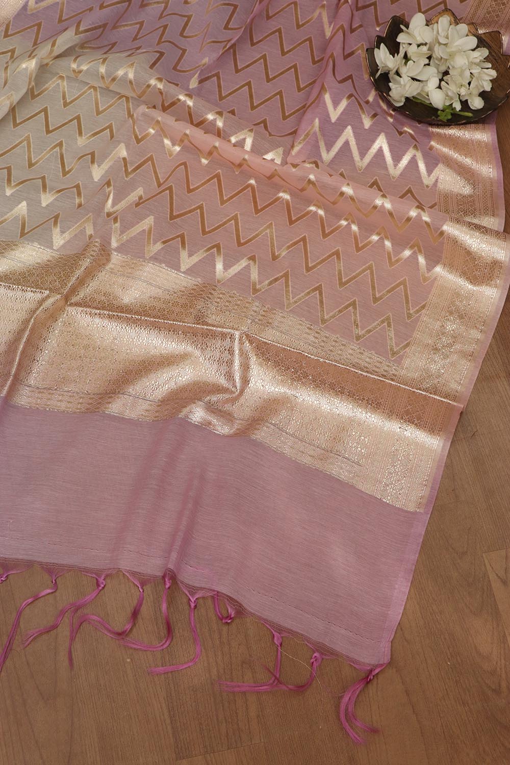 Elegant Purple Banarasi Chanderi Silk Three Piece Unstitched Suit Set - Luxurion World