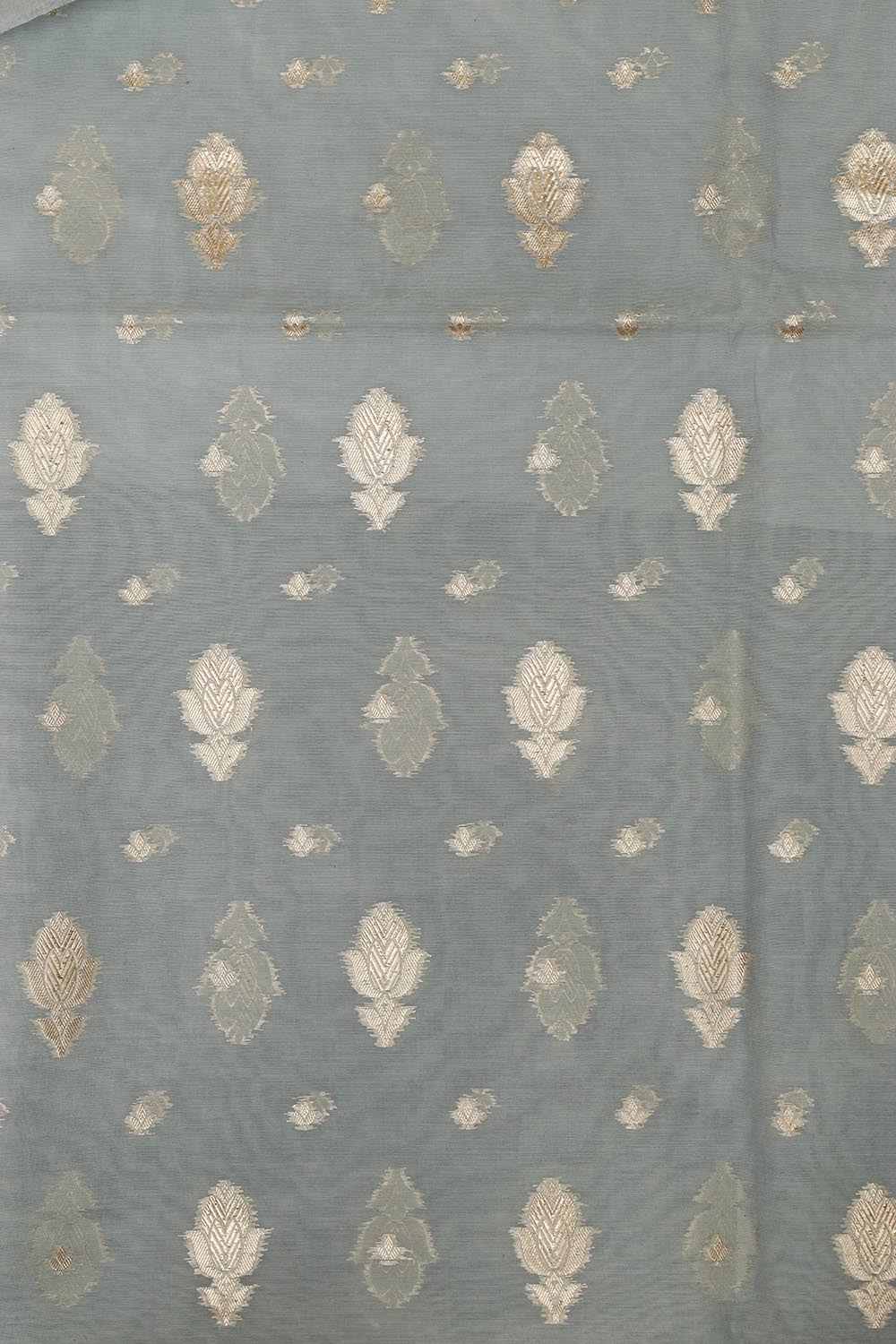 Elegant Grey Banarasi Chanderi Silk Three Piece Unstitched Suit Set - Luxurion World