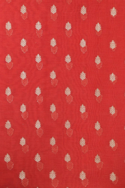 Exquisite Red Banarasi Chanderi Silk Three Piece Unstitched Suit Set - Luxurion World