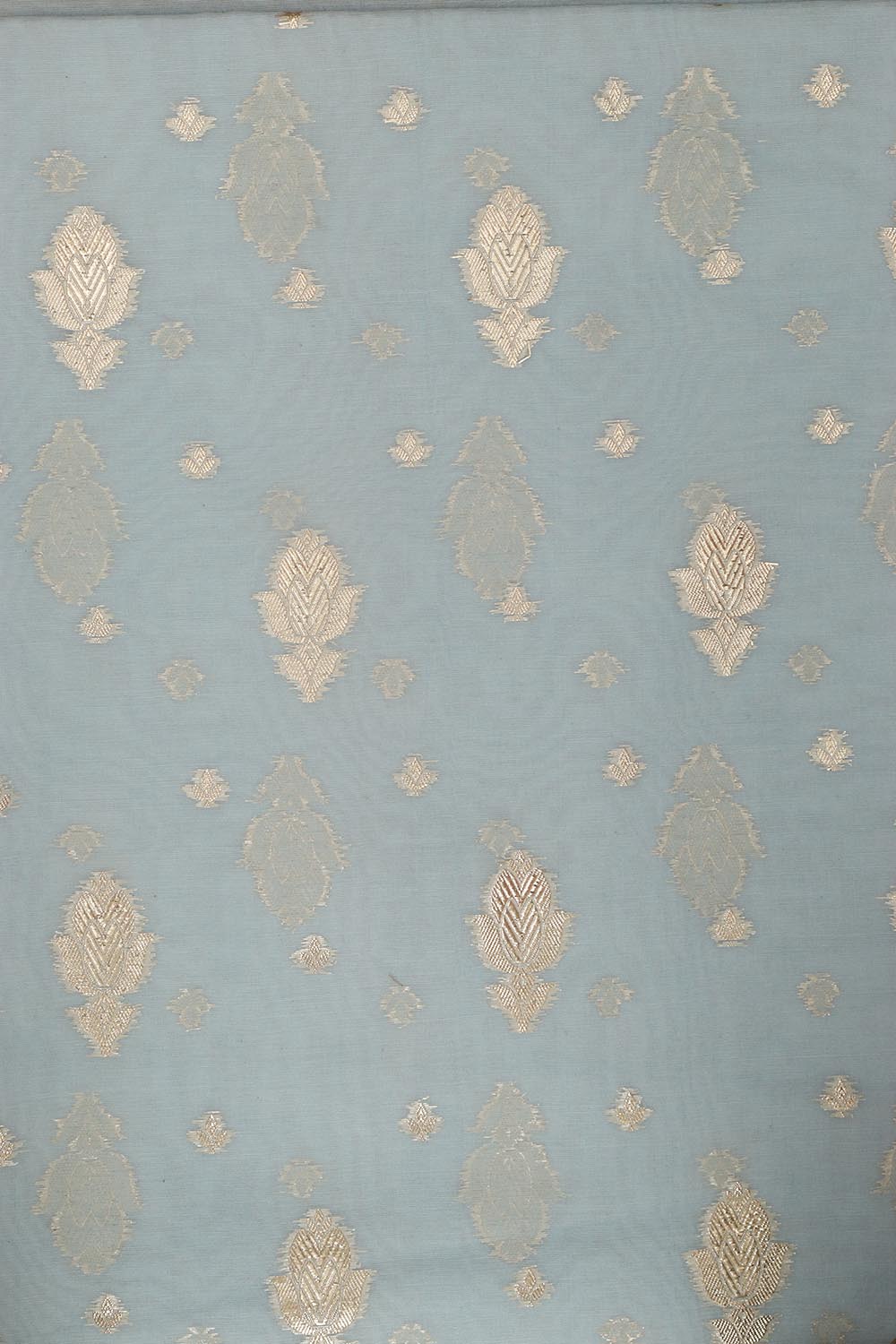 Blue Banarasi Chanderi Silk Three Piece Unstitched Suit Set - Luxurion World