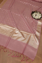 Stunning Pink Banarasi Chanderi Silk Three Piece Unstitched Suit Set - Luxurion World
