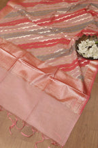 Stunning Pink Banarasi Chanderi Silk Shaded Three Piece Unstitched Suit Set - Luxurion World
