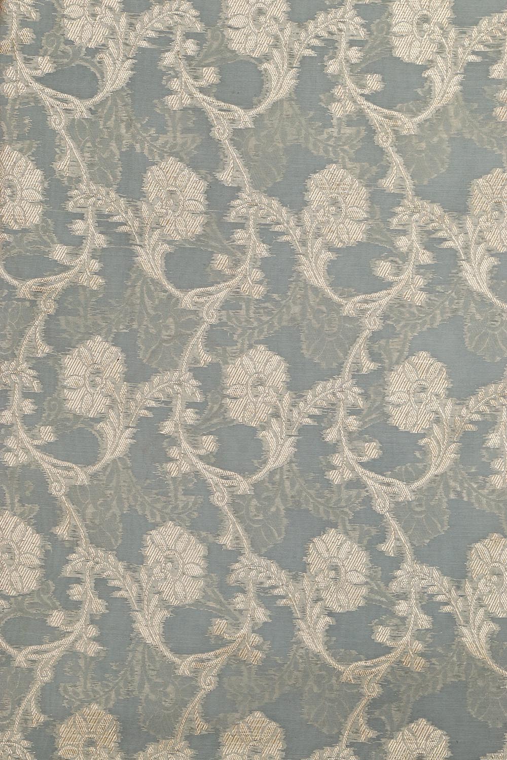 Elegant Grey Banarasi Chanderi Silk Shaded Three Piece Unstitched Suit Set - Luxurion World