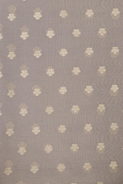 Elegant Grey Banarasi Chanderi Silk Shaded Three Piece Unstitched Suit Set - Luxurion World