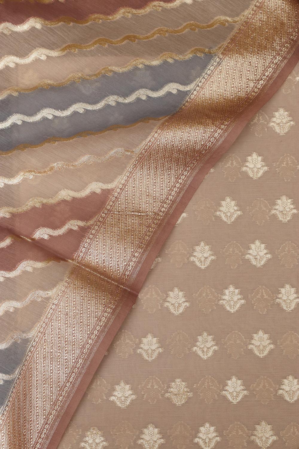 Stunning Multicolor Banarasi Chanderi Silk Shaded Three Piece Unstitched Suit Set - Luxurion World