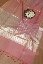 Stunning Pink Banarasi Chanderi Silk Shaded Three Piece Unstitched Suit Set - Luxurion World