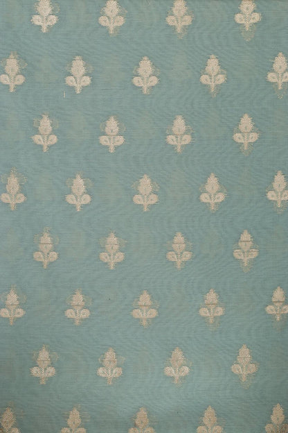 Elegant Blue Banarasi Chanderi Silk Shaded Three Piece Unstitched Suit Set - Luxurion World