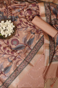 Orange Digital Printed Chanderi Silk Embroidered Three Piece Suit Set - Luxurion World