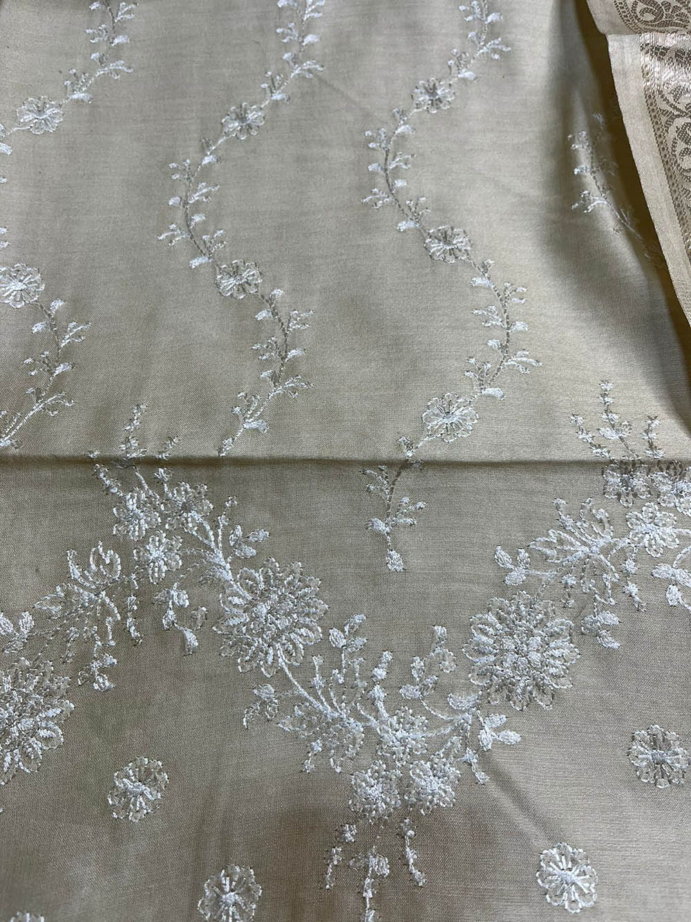 Pastel Digital Printed Chanderi Silk Embroidered Three Piece Suit Set - Luxurion World