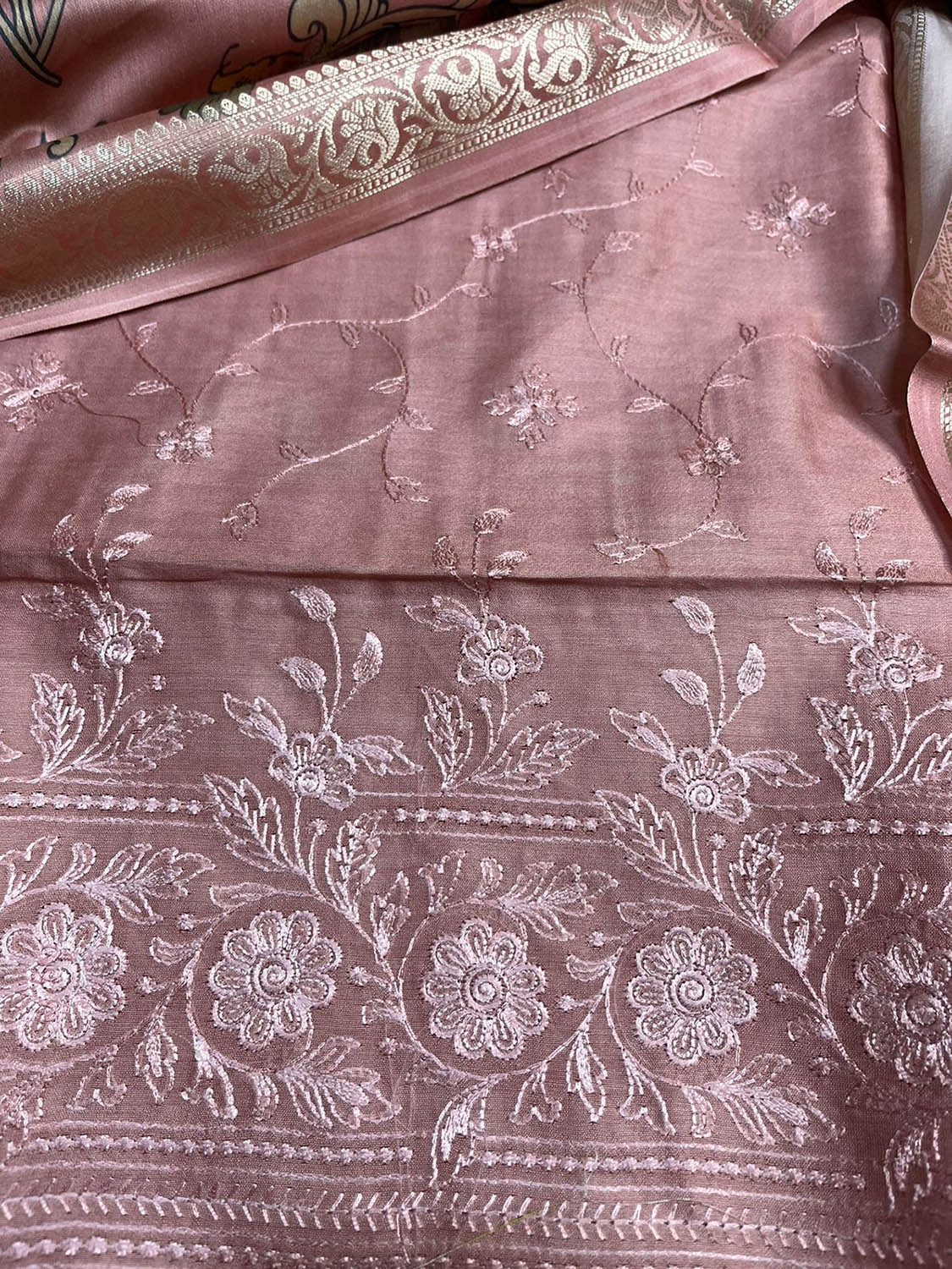 Stunning Pink Digital Printed Chanderi Silk Embroidered Three Piece Suit Set - Luxurion World