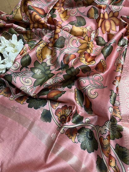 Stunning Pink Digital Printed Chanderi Silk Embroidered Three Piece Suit Set - Luxurion World