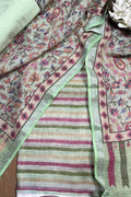 Vibrant Green Digital Printed Linen Three Piece Suit Set - Luxurion World