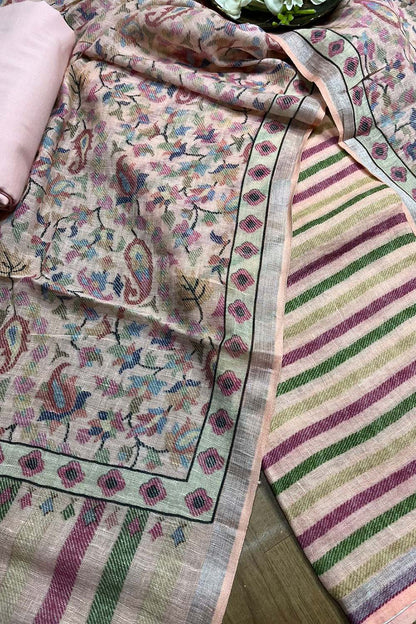 Pastel Digital Printed Linen Three Piece Suit Set - Luxurion World