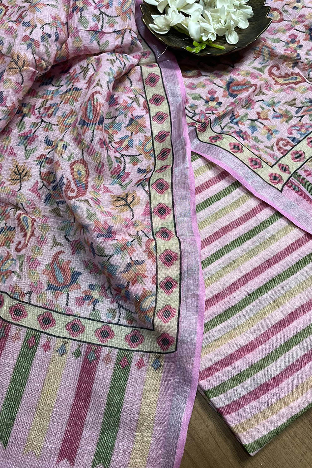 Pretty in Pink: Digital Printed Linen Three Piece Suit Set - Luxurion World