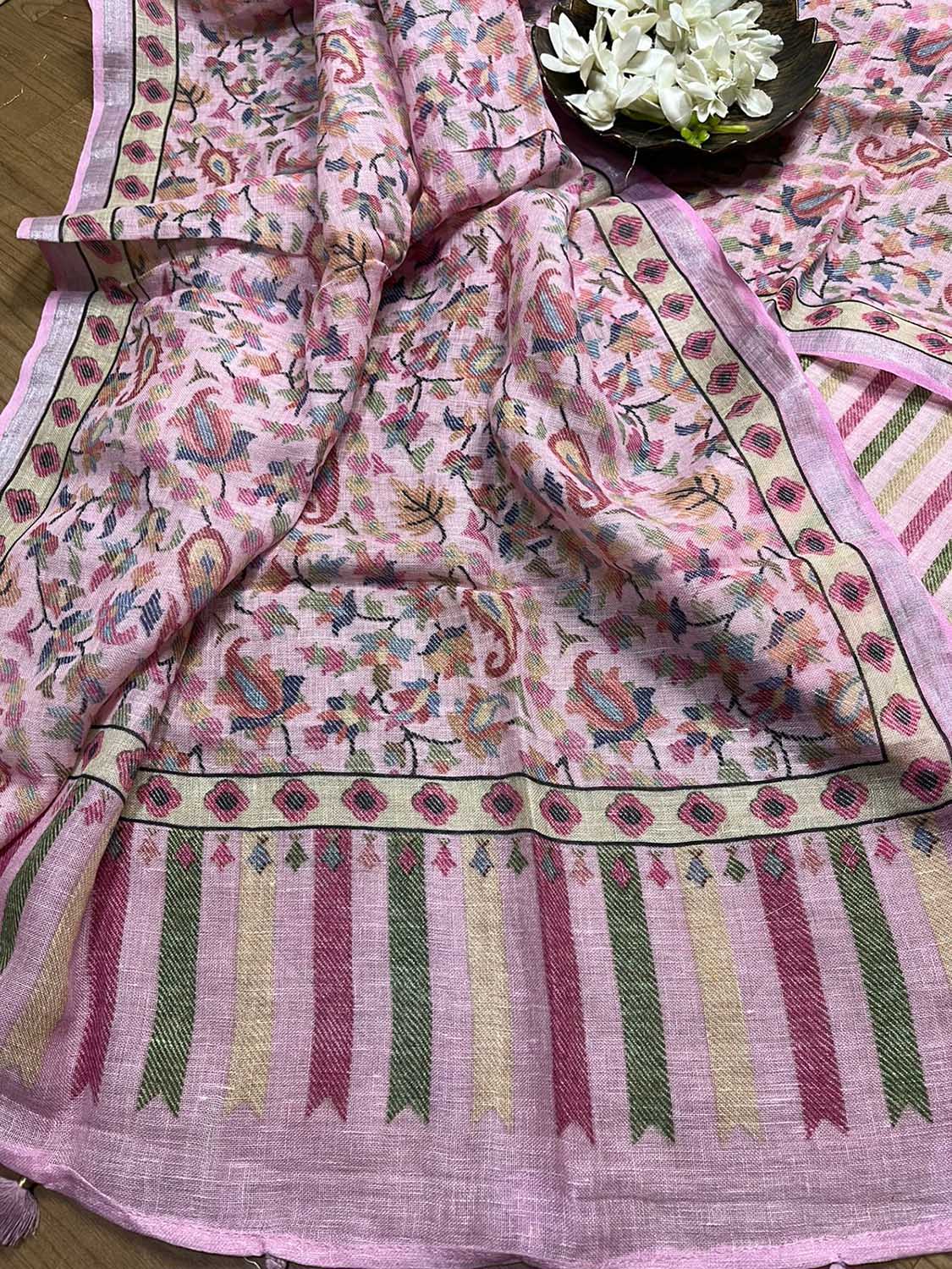 Pretty in Pink: Digital Printed Linen Three Piece Suit Set - Luxurion World