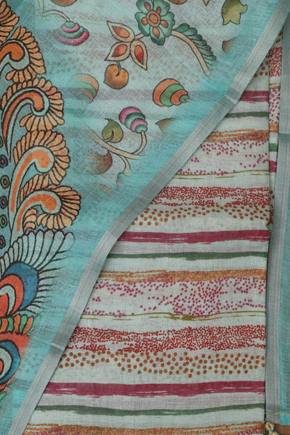 Vibrant Blue Digital Printed Linen Three Piece Suit Set - Luxurion World