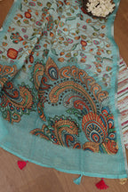 Vibrant Blue Digital Printed Linen Three Piece Suit Set - Luxurion World