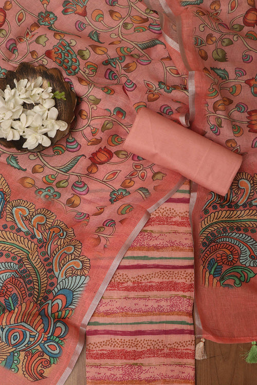 Vibrant Orange Digital Printed Linen Three Piece Suit Set - Luxurion World