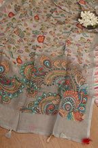 Vibrant Grey Digital Printed Linen Three Piece Suit Set - Luxurion World