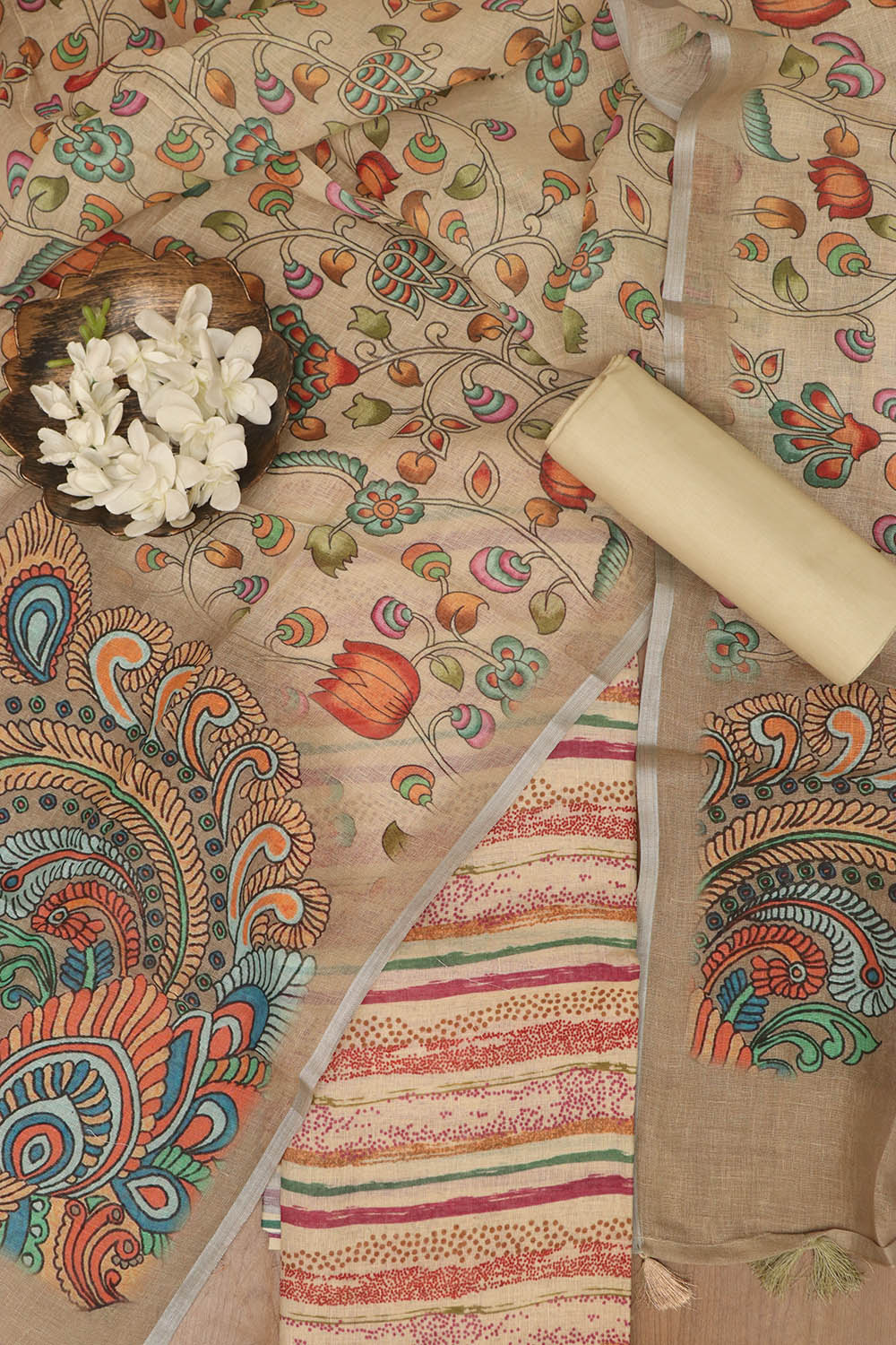 Pastel Digital Printed Linen Three Piece Suit Set - Luxurion World