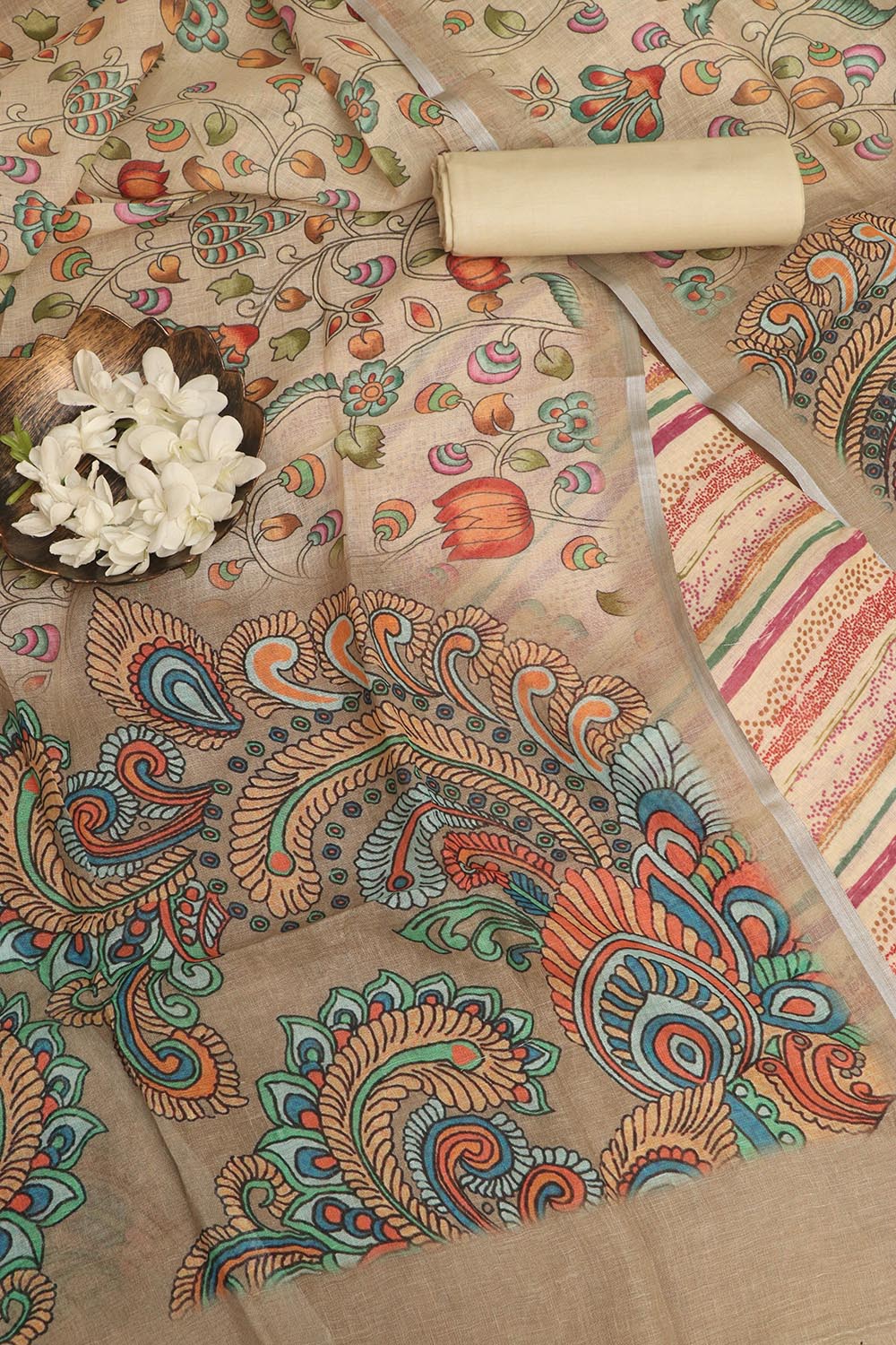 Pastel Digital Printed Linen Three Piece Suit Set - Luxurion World