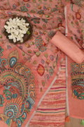 Vibrant Orange Digital Printed Linen Three Piece Suit Set - Luxurion World