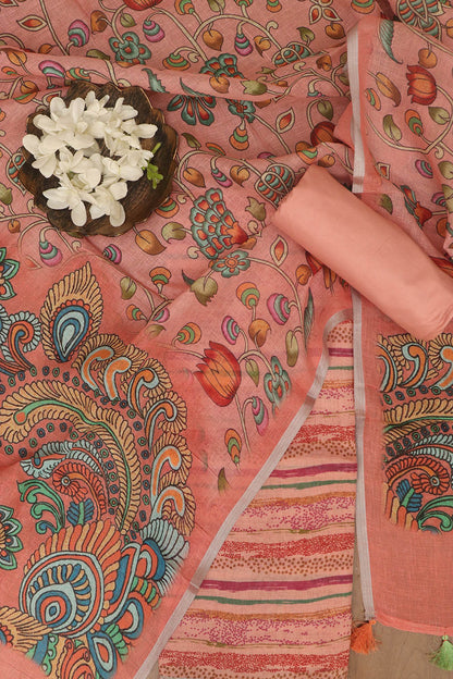 Vibrant Orange Digital Printed Linen Three Piece Suit Set - Luxurion World