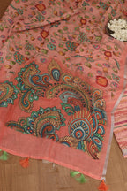 Vibrant Orange Digital Printed Linen Three Piece Suit Set - Luxurion World