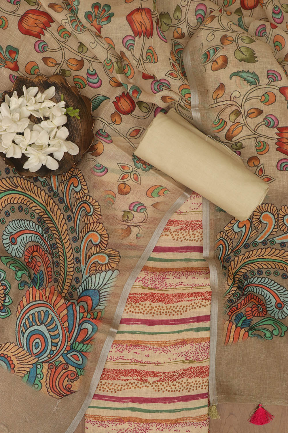 Pastel Digital Printed Linen Three Piece Suit Set - Luxurion World