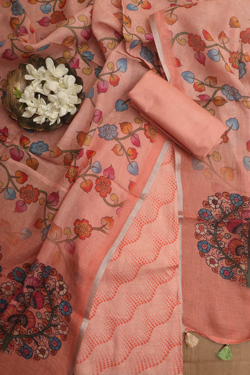 Vibrant Orange Digital Printed Linen Three Piece Suit Set - Luxurion World