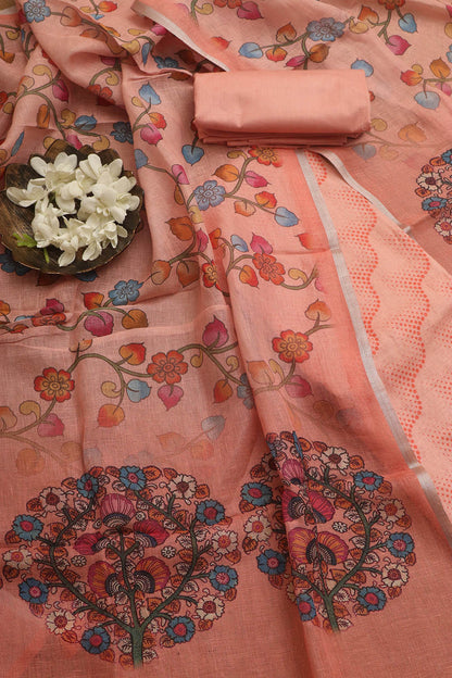 Vibrant Orange Digital Printed Linen Three Piece Suit Set - Luxurion World