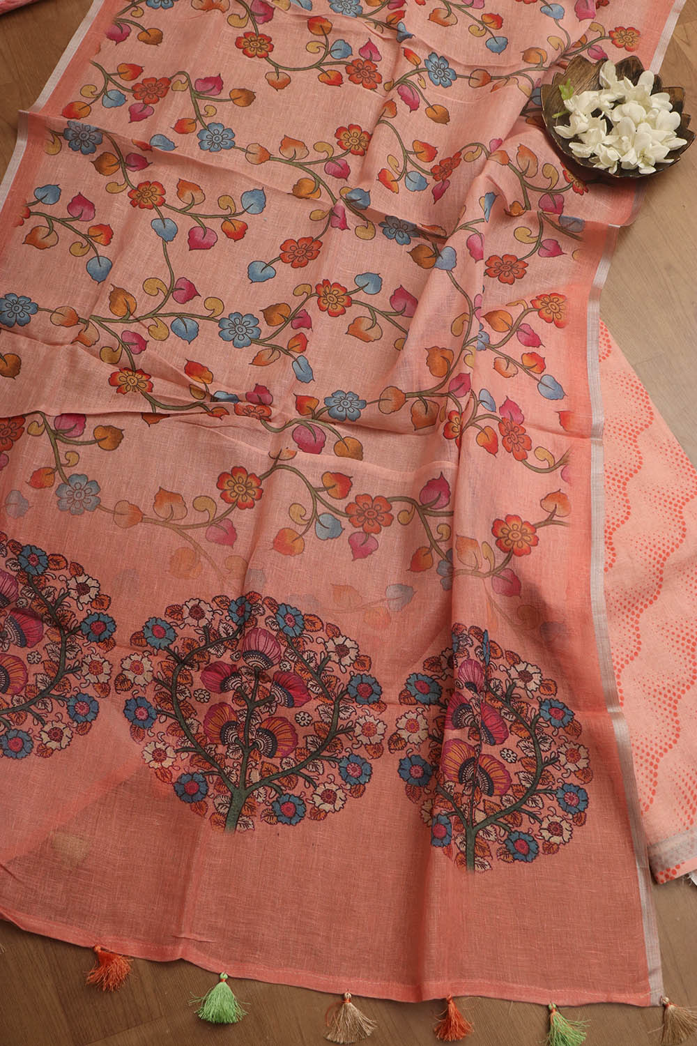 Vibrant Orange Digital Printed Linen Three Piece Suit Set - Luxurion World